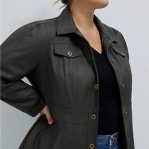 Maeve by Anthropologie Kellie Faux Leather Coat Gray Size 10